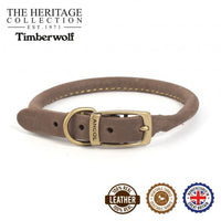 Ancol - Timberwolf Round Leather Collar - Sable - 39-48cm (Size 5)