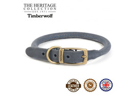 Ancol - Timberwolf Round Leather Collar - Blue - Size 7 (50-59cm)