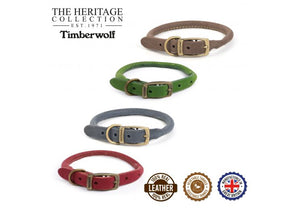 Ancol - Timberwolf Round Leather Collar - Raspberry (Pink) - 35-43cm (Size 4)
