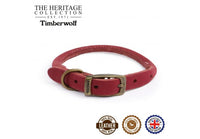 Ancol - Timberwolf Round Leather Collar - Raspberry -  45-54cm (Size 6)