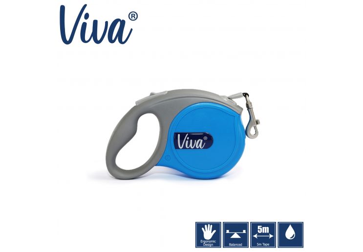 Ancol - Viva Retractable 5m Lead - Blue - Small