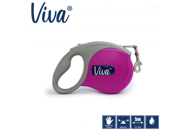 Ancol - Viva Retractable 5m Lead - Purple - Small