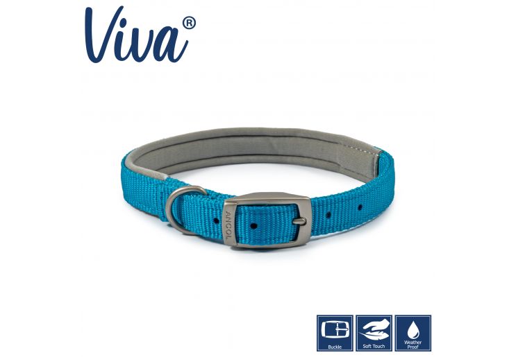 Ancol - Viva Padded Buckle Dog Collar - Blue - 45-54cm (Size 6 -  24
