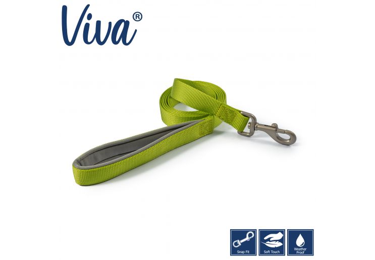 Ancol - Viva Padded Snap Lead - Lime - 1mX12mm