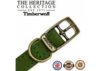 Ancol - Timberwolf Leather Collar - Green - Size 8 (55-63cm)