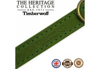 Ancol - Timberwolf Leather Collar - Green - Size 8 (55-63cm)