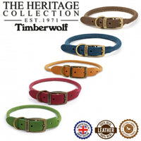 Ancol - Timberwolf Round Leather Collar - Green - 28-36cm (Size 3)