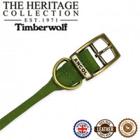 Ancol - Timberwolf Round Leather Collar - Green - 28-36cm (Size 3)