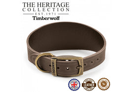 Ancol - Timberwolf Leather Hound Collar - Sable - Whippet (30-34cm)
