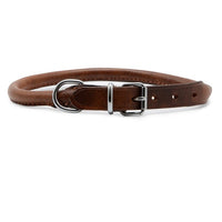 Ancol - Round Sewn Leather Collar - Brown - 22-26cm (XSmall)