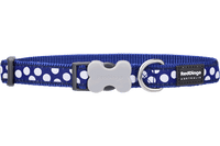 Red Dingo - Navy White Spots Dog Collar - Large