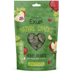 Burgess - Excel Nature Snacks - Herby Hearts - Mixed Herbs & Apple - 60g