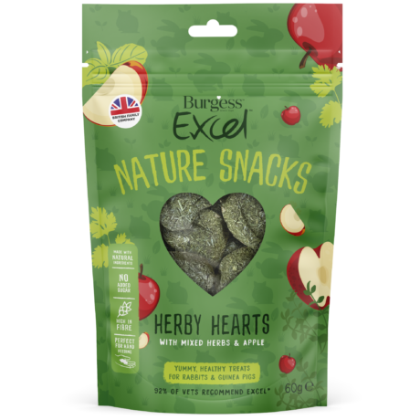 Burgess - Excel Nature Snacks - Herby Hearts - Mixed Herbs & Apple - 60g