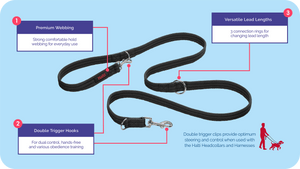 Halit - Double Ended Training Lead - Red - Small (2 Metre)