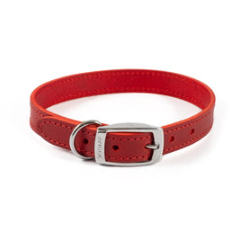 Ancol - Leather Collar - Red - (16")