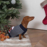 Stripey Polar Bear Xmas Jumper - Medium