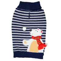 Stripey Polar Bear Xmas Jumper - Medium