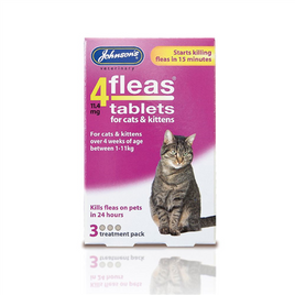 Johnson's - 4fleas Tablets For Cats - 4 Weeks+ - 1 to 11KG - 3 Pack