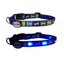 Dog-e-glow - Light up Dog Collar - Blue Bones - 18