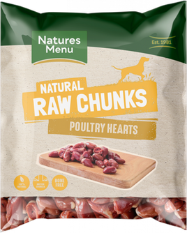 Natures Menu - Raw Chunks Of Poultry Hearts - 1Kg