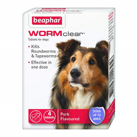 Beaphar - Wormclear Dog Tablets Up To 40kg - 4pk