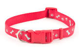 Ancol - Adjustable Patterned Collar - Red Paw & Bone - Large (45-70cm)