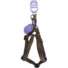 H&B M Check Brown Padded Harness 3/4" X 20-24"