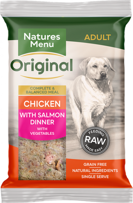 Natures Menu - Complete Original Frozen Dinner Dog Food - Chicken & Salmon - 300g
