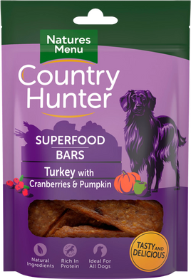 Nature Menu - Country Hunter - Turkey, Cranberries & Pumpkin SuperFood - Bars 100g