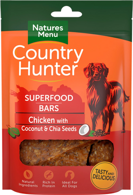 Natures Menu - Country Hunter - Superfood Dog Bar - Chicken With Coconut & Chia Seeds - 100g