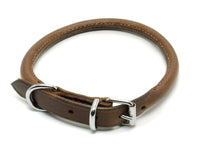 Ancol - Round Sewn Leather Collar - Brown - 22-26cm (XSmall)