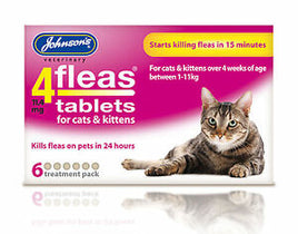 Johnsons - 4Fleas tablets for Cats & Kitten - 6 Tablet Pack