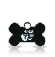 Custom Engraved Pet Tag - Patterned Small Bone With Paw Print
