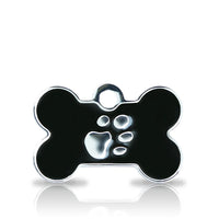 Custom Engraved Pet Tag - Patterned Small Bone With Paw Print
