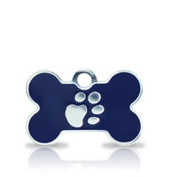Custom Engraved Pet Tag - Patterned Small Bone With Paw Print
