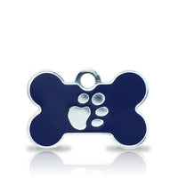 Custom Engraved Pet Tag - Patterned Small Bone With Paw Print