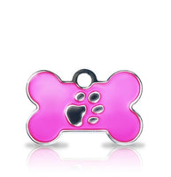 Custom Engraved Pet Tag - Patterned Small Bone With Paw Print