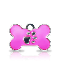 Custom Engraved Pet Tag - Patterned Small Bone With Paw Print