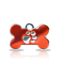 Custom Engraved Pet Tag - Patterned Small Bone With Paw Print