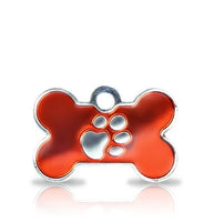 Custom Engraved Pet Tag - Patterned Large Bone With Paw Print