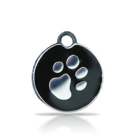 Custom Engraved Pet Tag - Patterned Small Disc With Paw Print