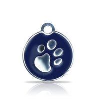 Custom Engraved Pet Tag - Patterned Large Disc With Paw Print