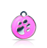 Custom Engraved Pet Tag - Patterned Large Disc With Paw Print