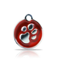 Custom Engraved Pet Tag - Patterned Large Disc With Paw Print